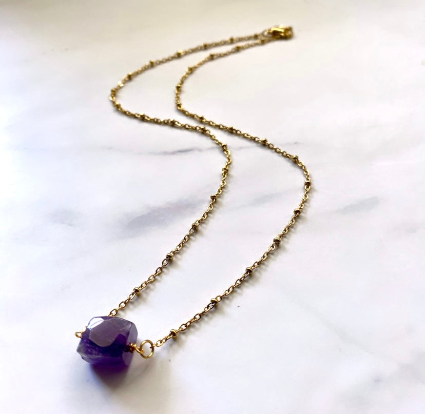 Amethyst Drop Necklace